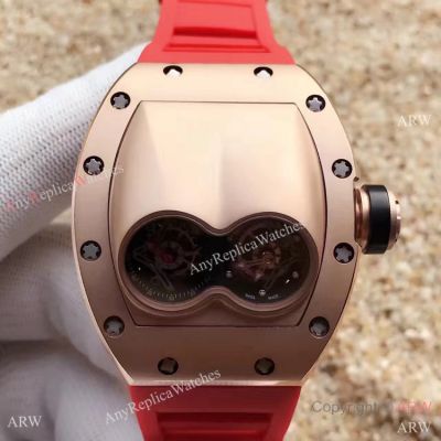 Swiss Grade Richard Mille RM 053 Tourbillon Men Watch Rose Gold Red Rubber